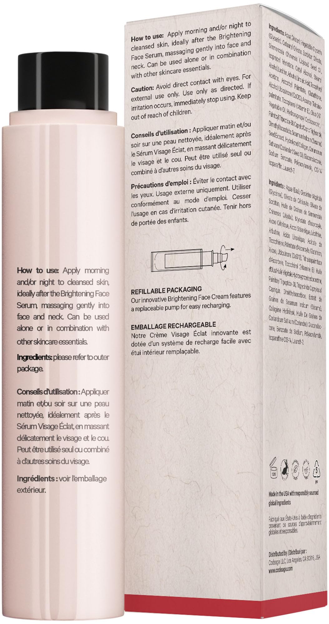 Codeage Maison Rouge refill ingredients highlight antioxidants and peptides for daily care.