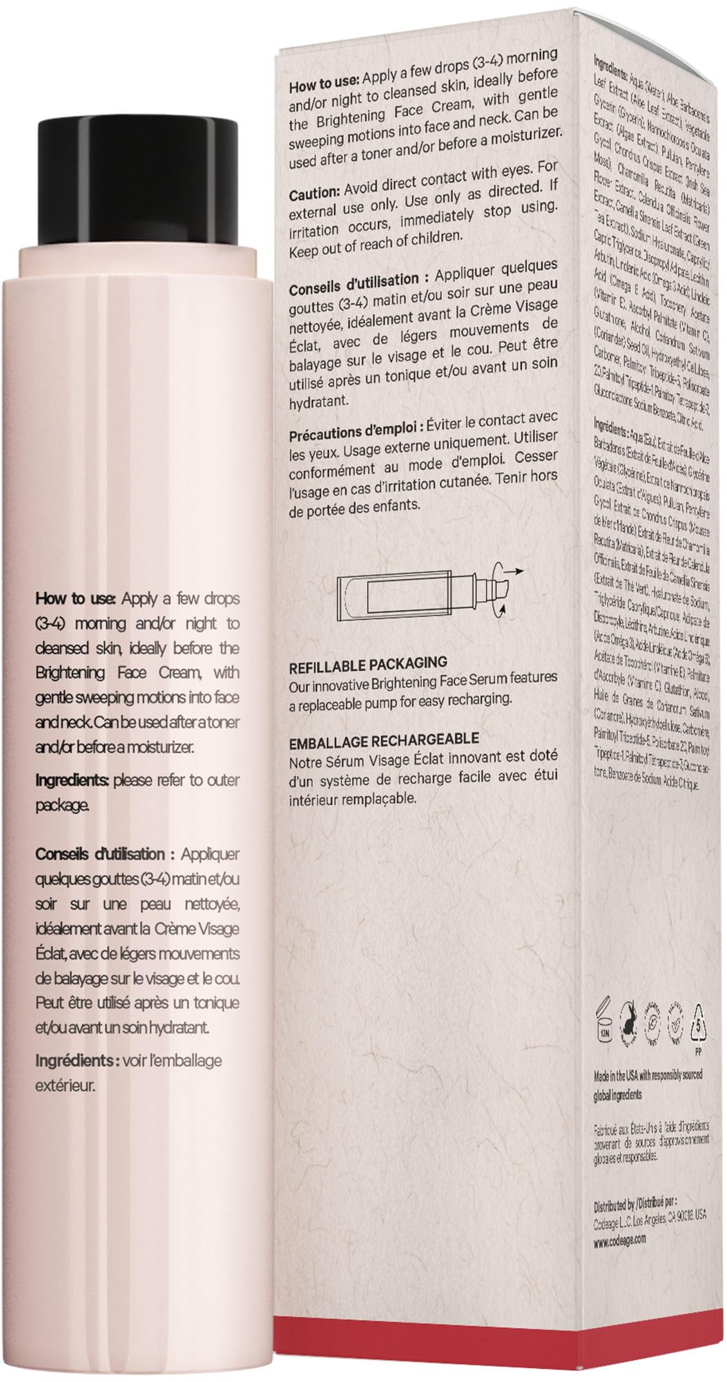 Codeage Maison Rouge sustainable refill packaging with replaceable pump.