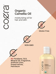 Coera Camellia Oil used on hair ends for moisture and shine.