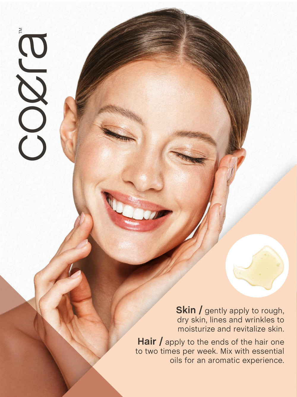 Coera Camellia Oil applied to skin for lightweight hydration.