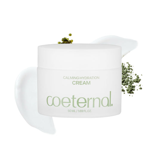 Coeternal Calming Hydration Cream bottle shows a light, soothing texture ideal for sensitive skin.