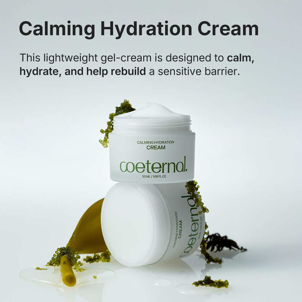 Coeternal Calming Hydration Cream on skin demonstrates breathable, non-greasy hydration.