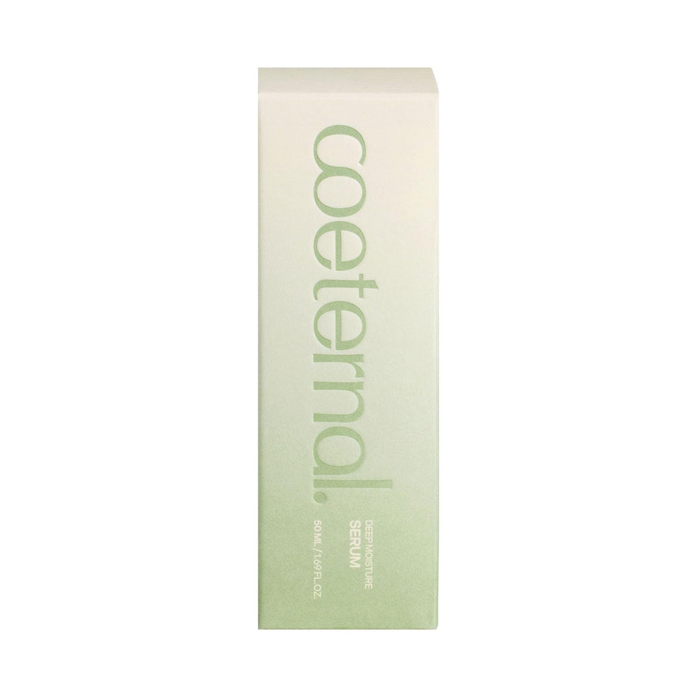 Coeternal Deep Moisture Serum glow on skin hints at glass-skin finish.