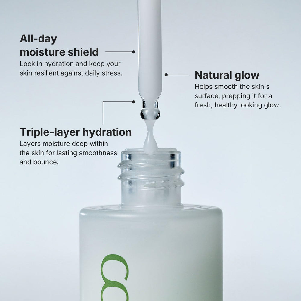 Coeternal Deep Moisture Serum texture on palm highlighting lightweight hydration.