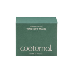 Compact 200 ml jar of Coeternal Seaweed Detox Wash Off Mask ready for use.