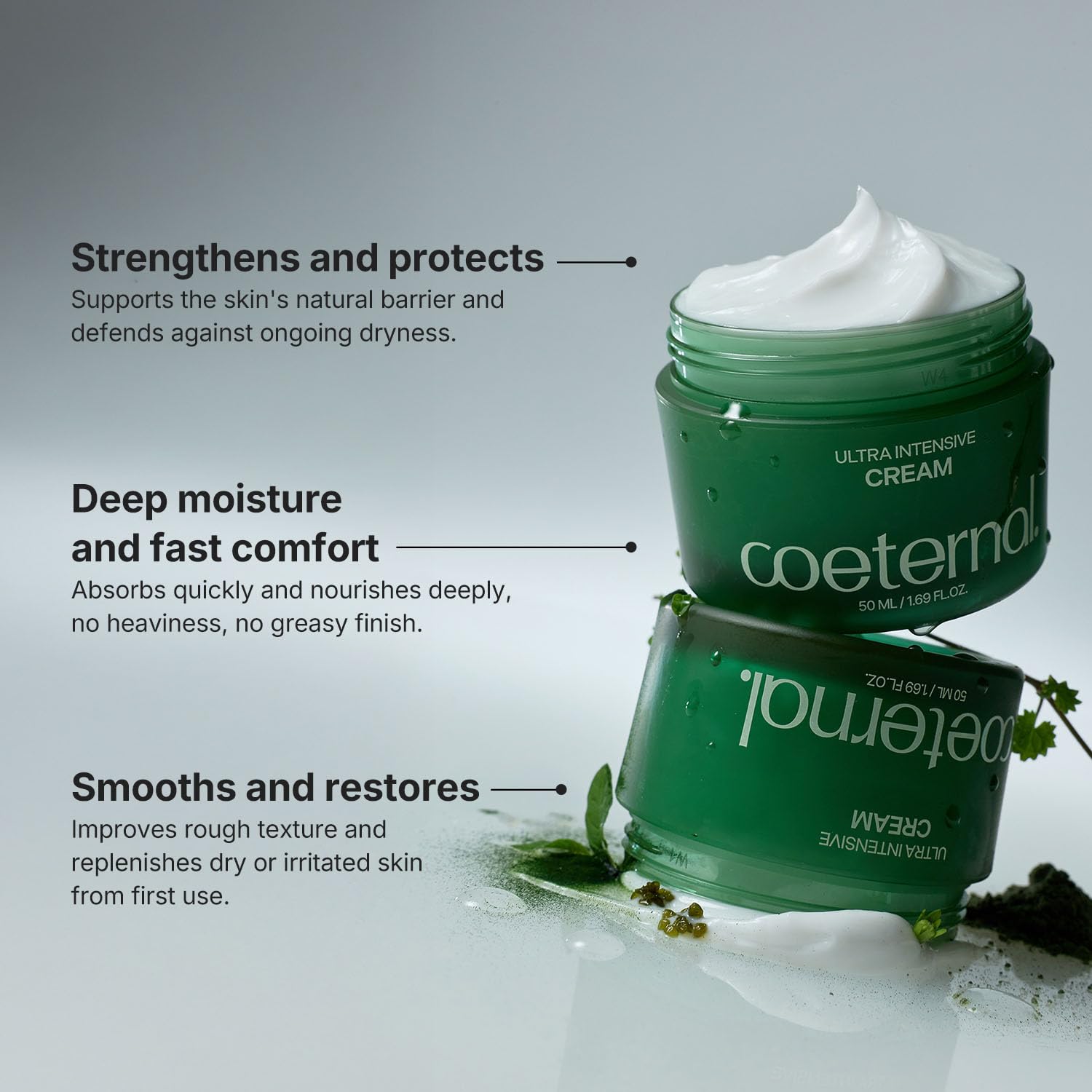 coeternal Ultra Intensive Cream texture swatch showing creamy, fast-absorbing finish