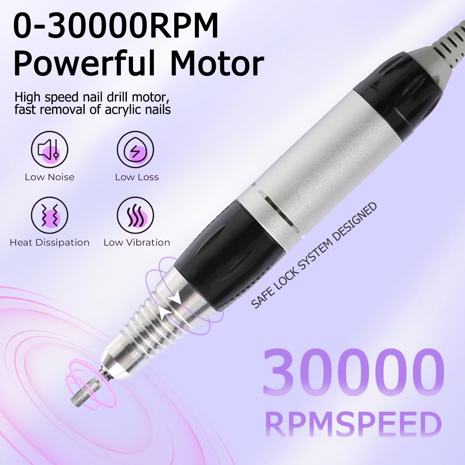 CoFashion nail drill with foot pedal enabling hands-free operation.