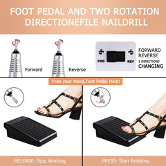 CoFashion nail drill with forward and reverse rotation for both hands
