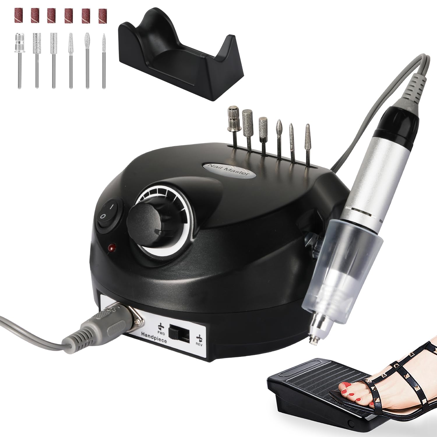 CoFashion nail drill front view with pedal for precise control.