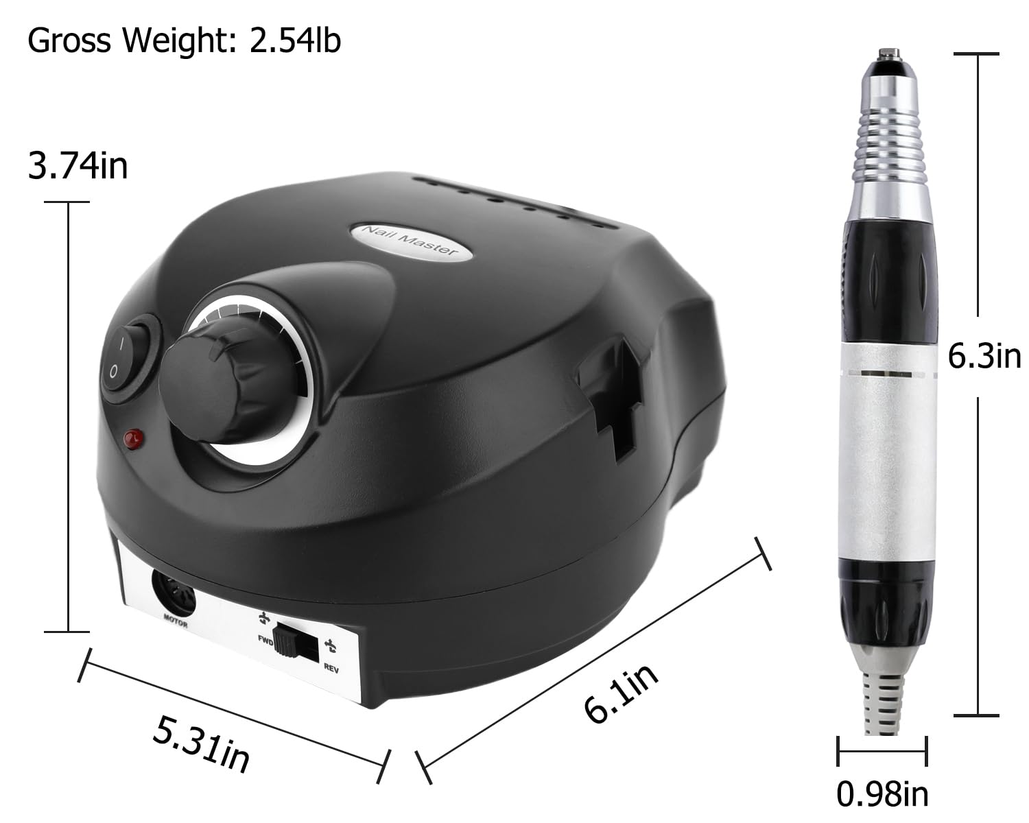 Stable operation with non-slip base on CoFashion nail drill.