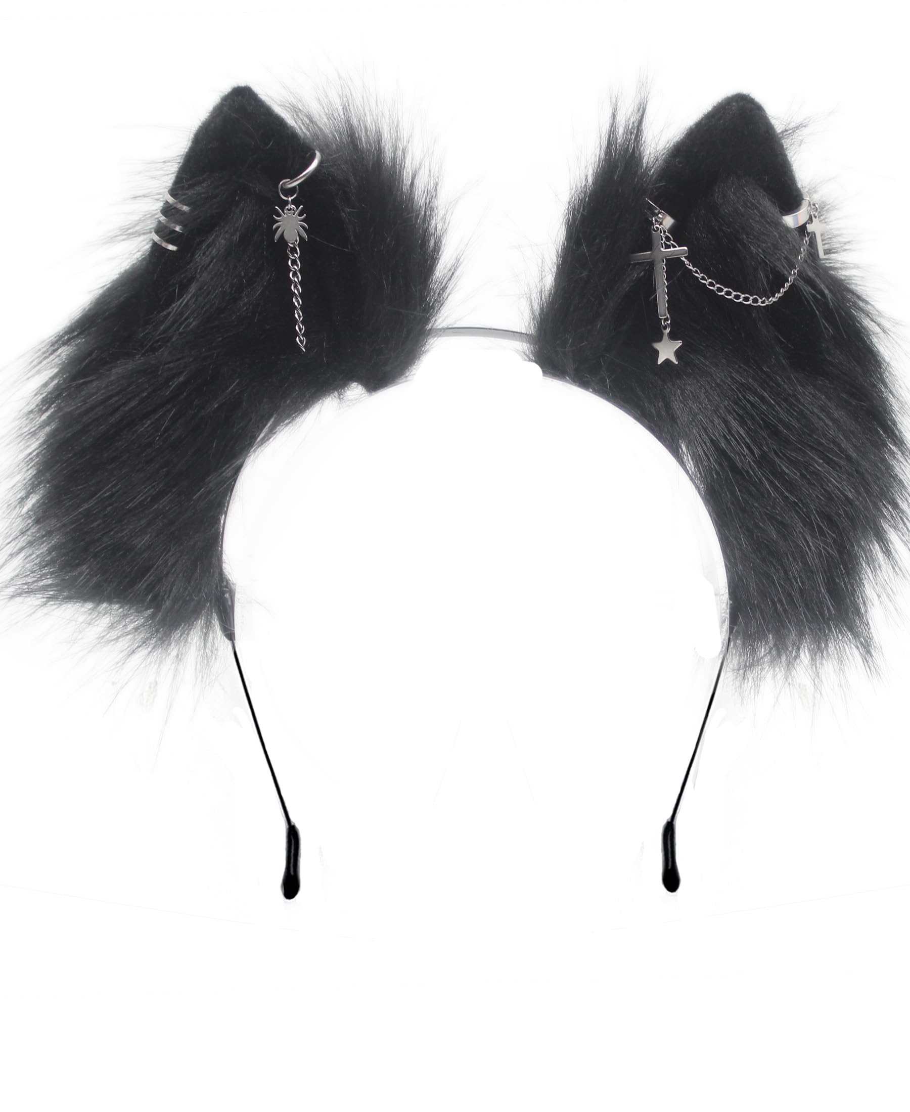 CoFoWo black cat fox wolf ears headband front view for cosplay
