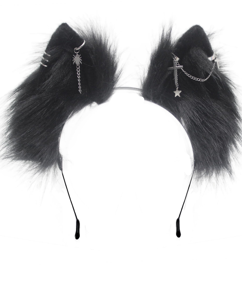 CoFoWo black cat fox wolf ears headband front view for cosplay