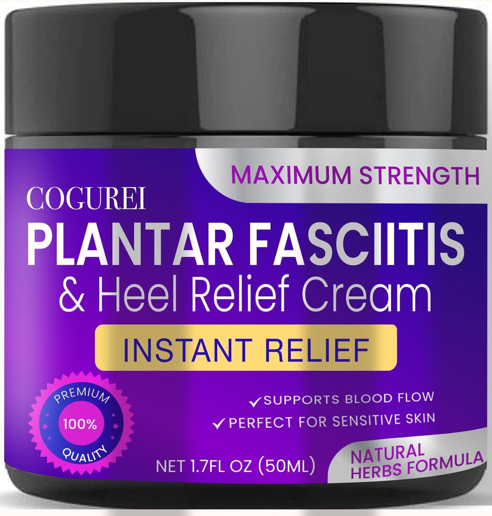 COGUREI plantar fasciitis relief cream application on heel for soothing relief