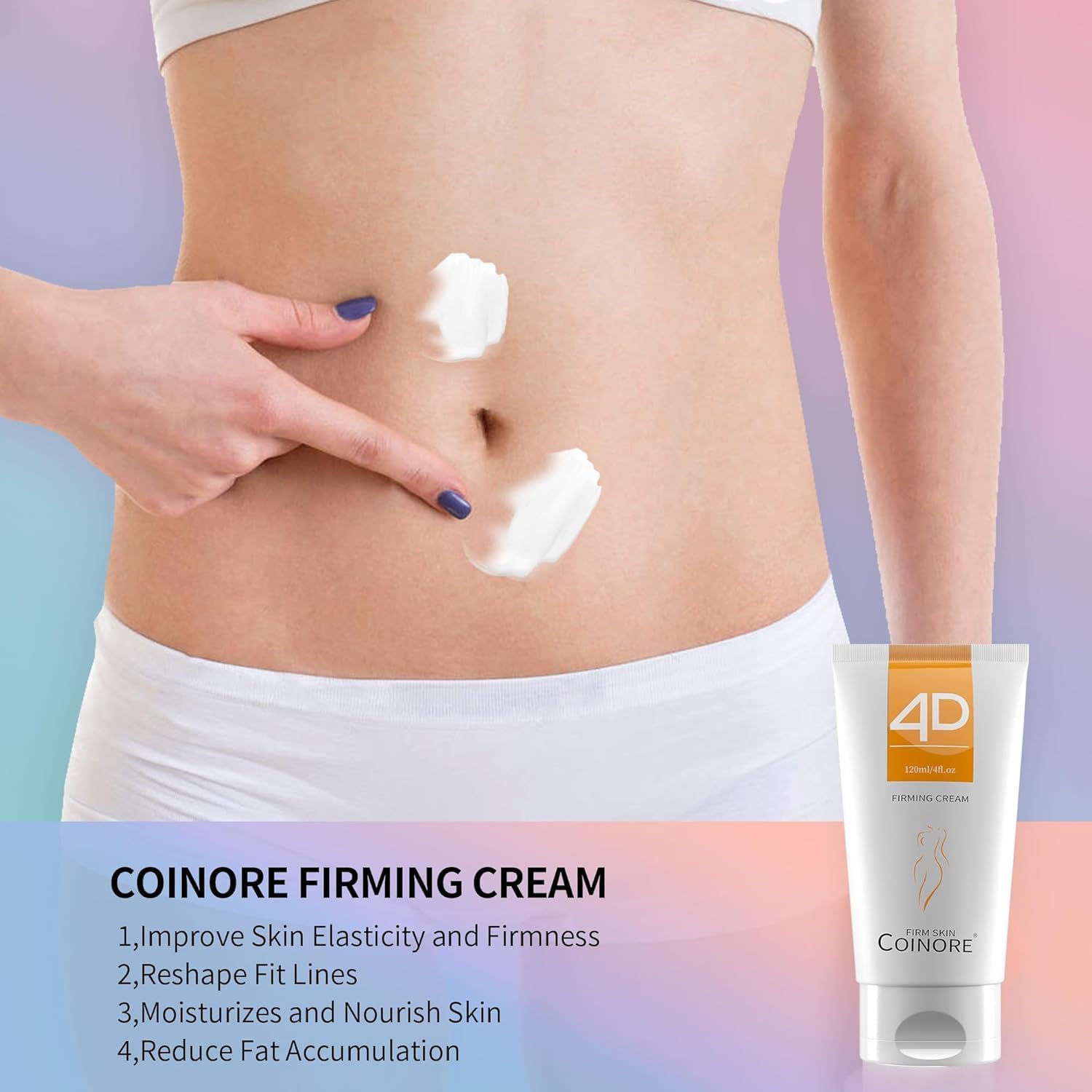 Lifestyle image of Coinore B Flat Belly Firming Cream in a daily routine setting.