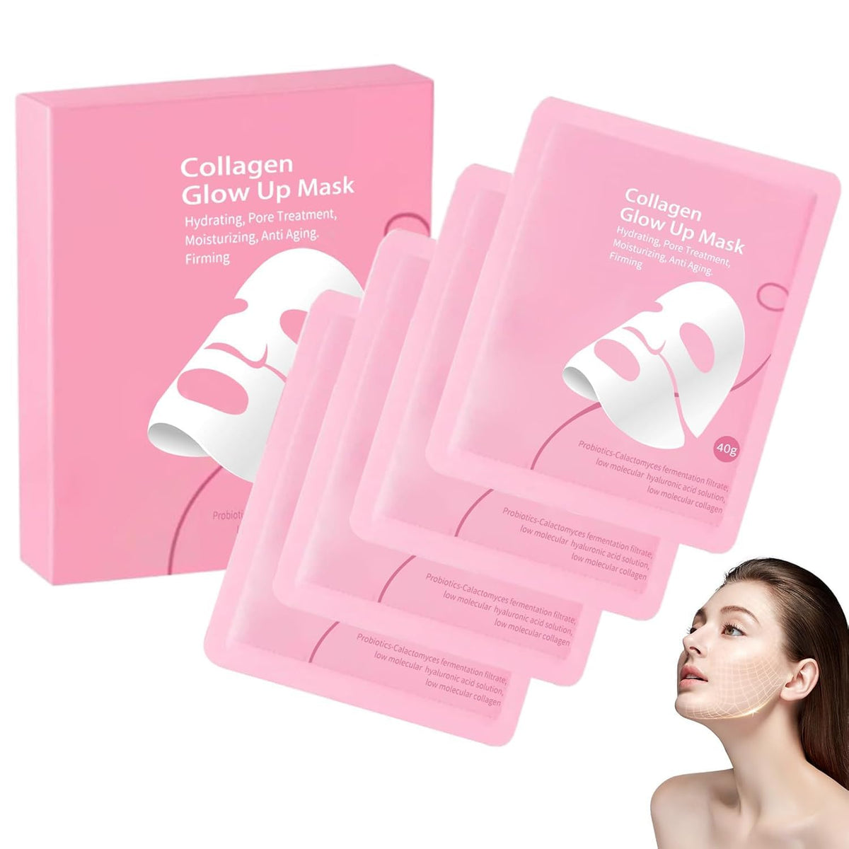 Collagen Glow Up Mask 2.0 overnight application for deep hydration and radiant skin.