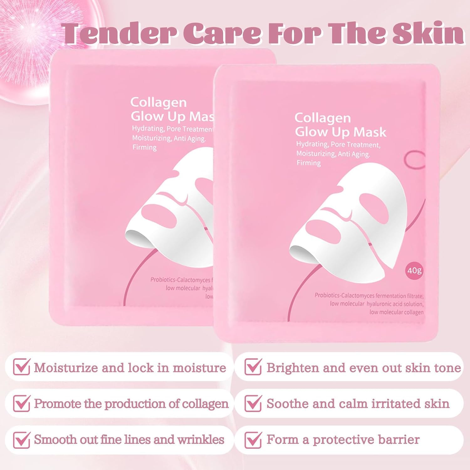 Collagen Glow Up Mask 2.0 night-time sleeping mask in use for overnight care.