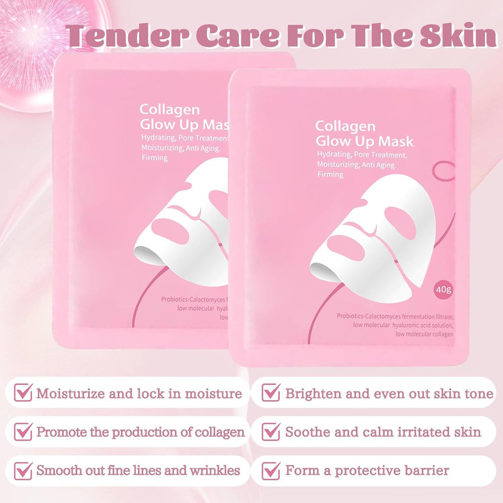 Collagen Glow Up Mask 2.0 night-time sleeping mask in use for overnight care.