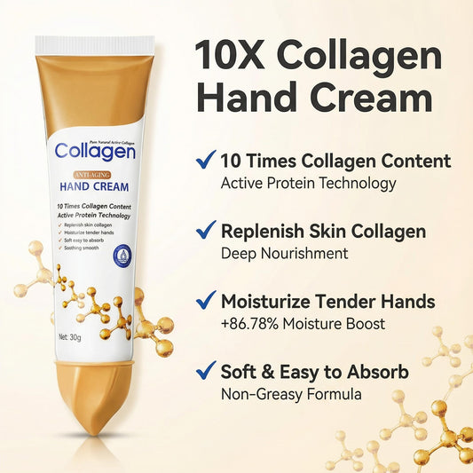 Close-up applying Collagen Hand Cream for quick absorption