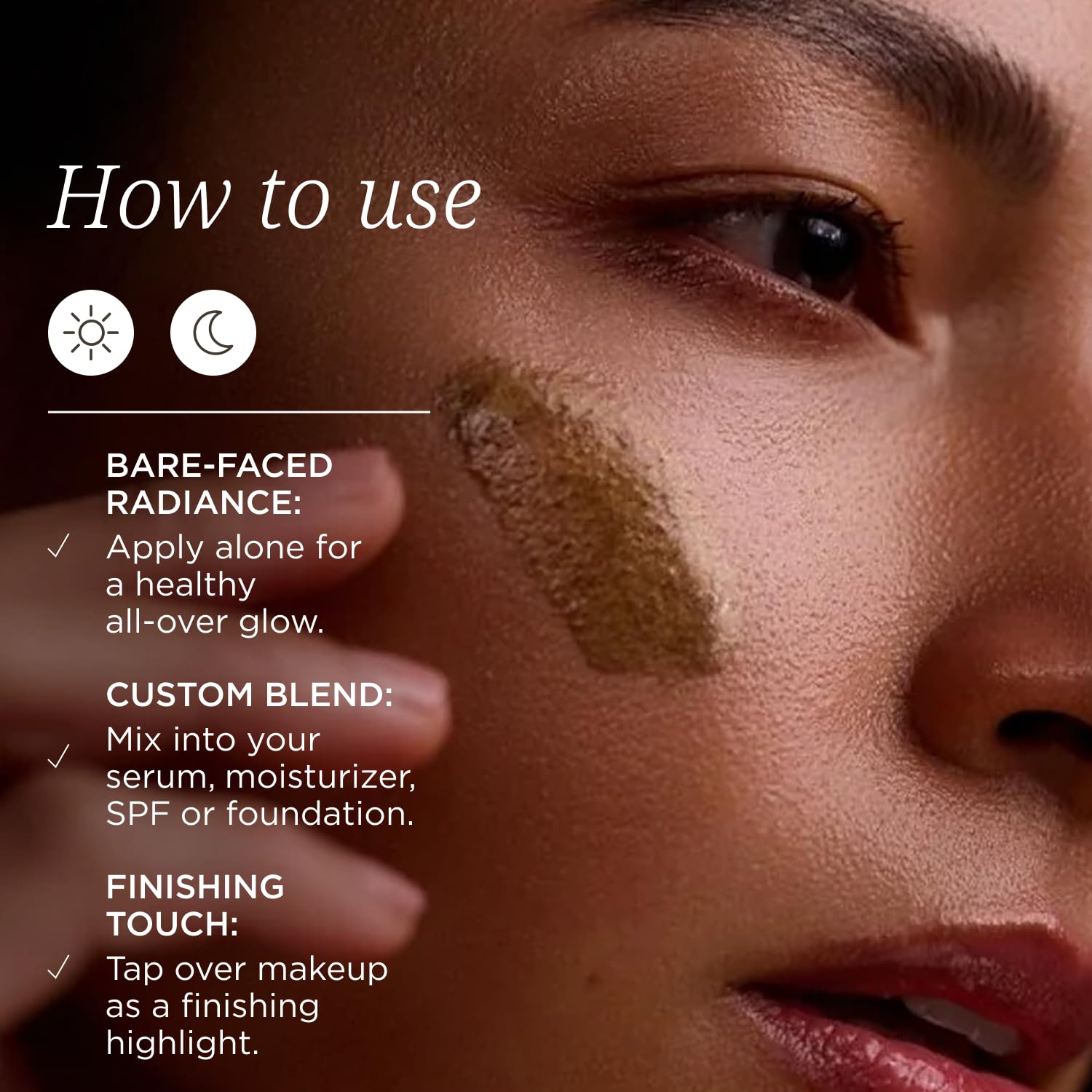 Colleen Rothschild Ethereal Glow Serum pearlescent particles for a soft-focus glow.