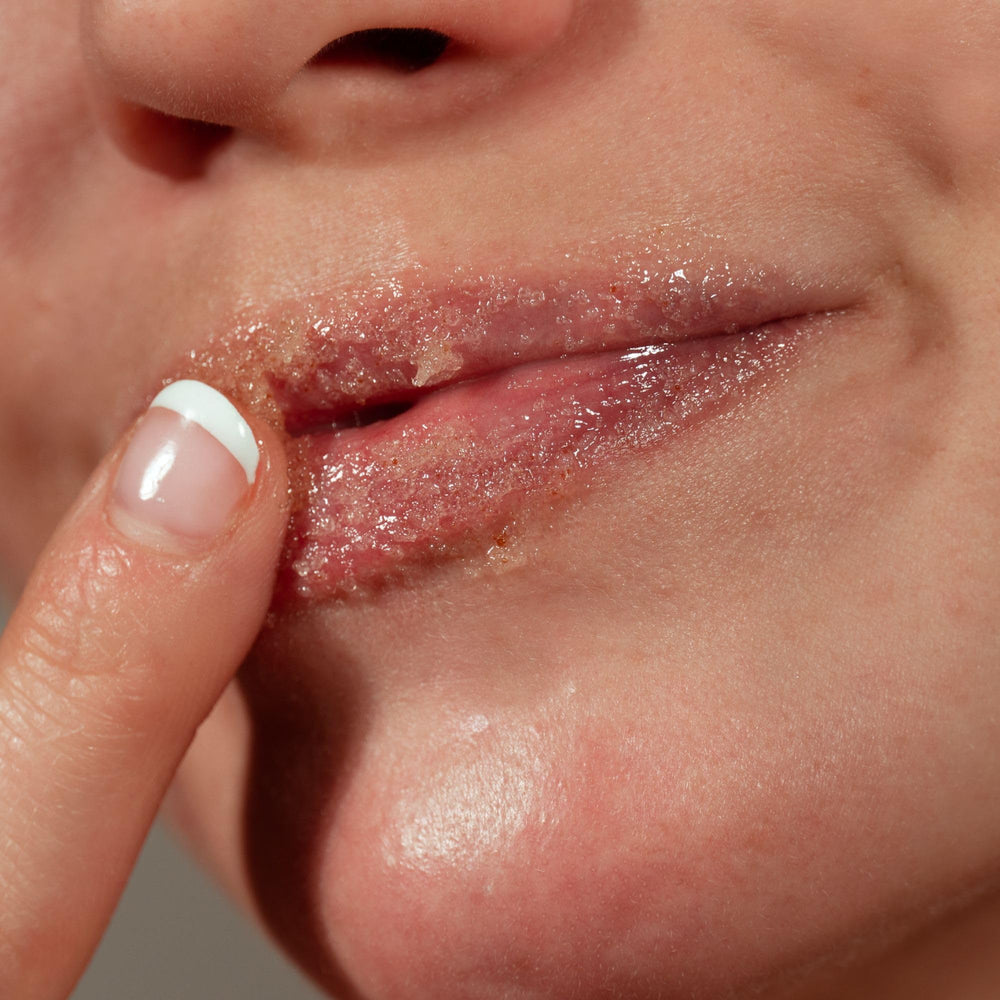 COLLEEN ROTHSCHILD Sugar Lip Scrub after-use glow on lips.