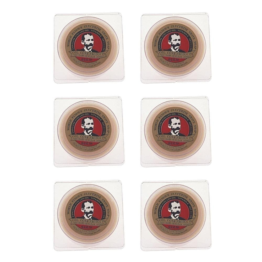 Colonel Conk Bay Rum shaving soap pack of six for rich lather and classic scent