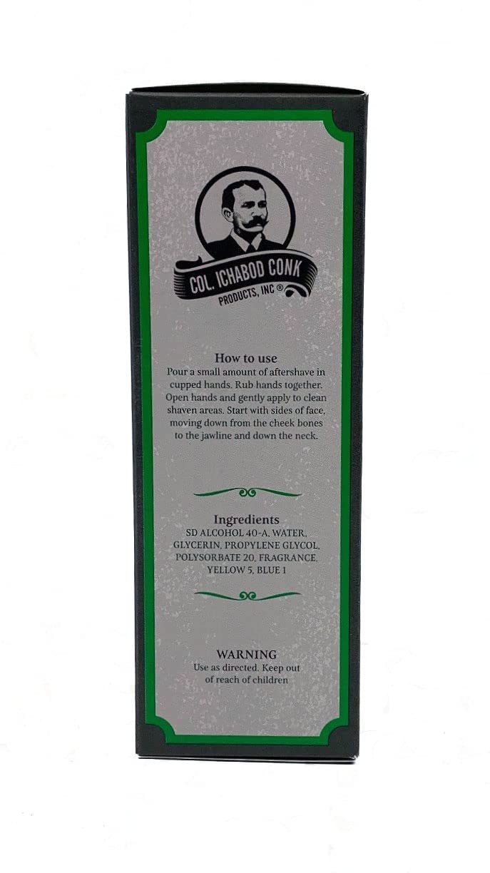 Colonel Ichabod Conk Lime bottle closeup showing the label and premium grooming