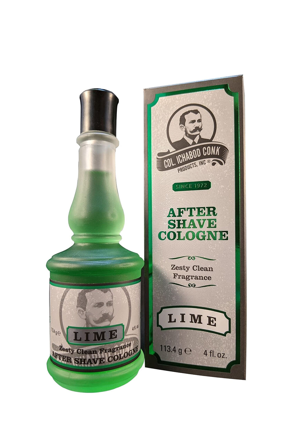 Colonel Ichabod Conk Lime After Shave bottle front with citrus freshness