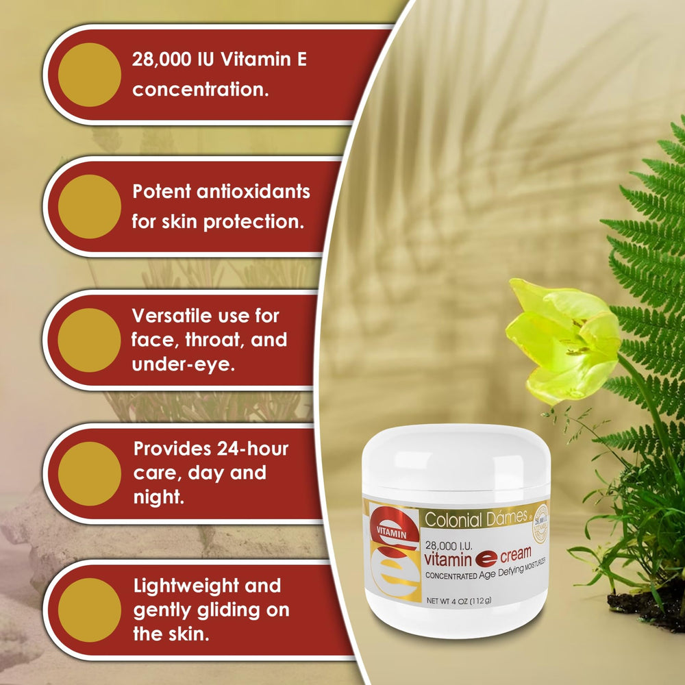 Colonial Dames Vitamin E Cream night routine enhances soft skin.