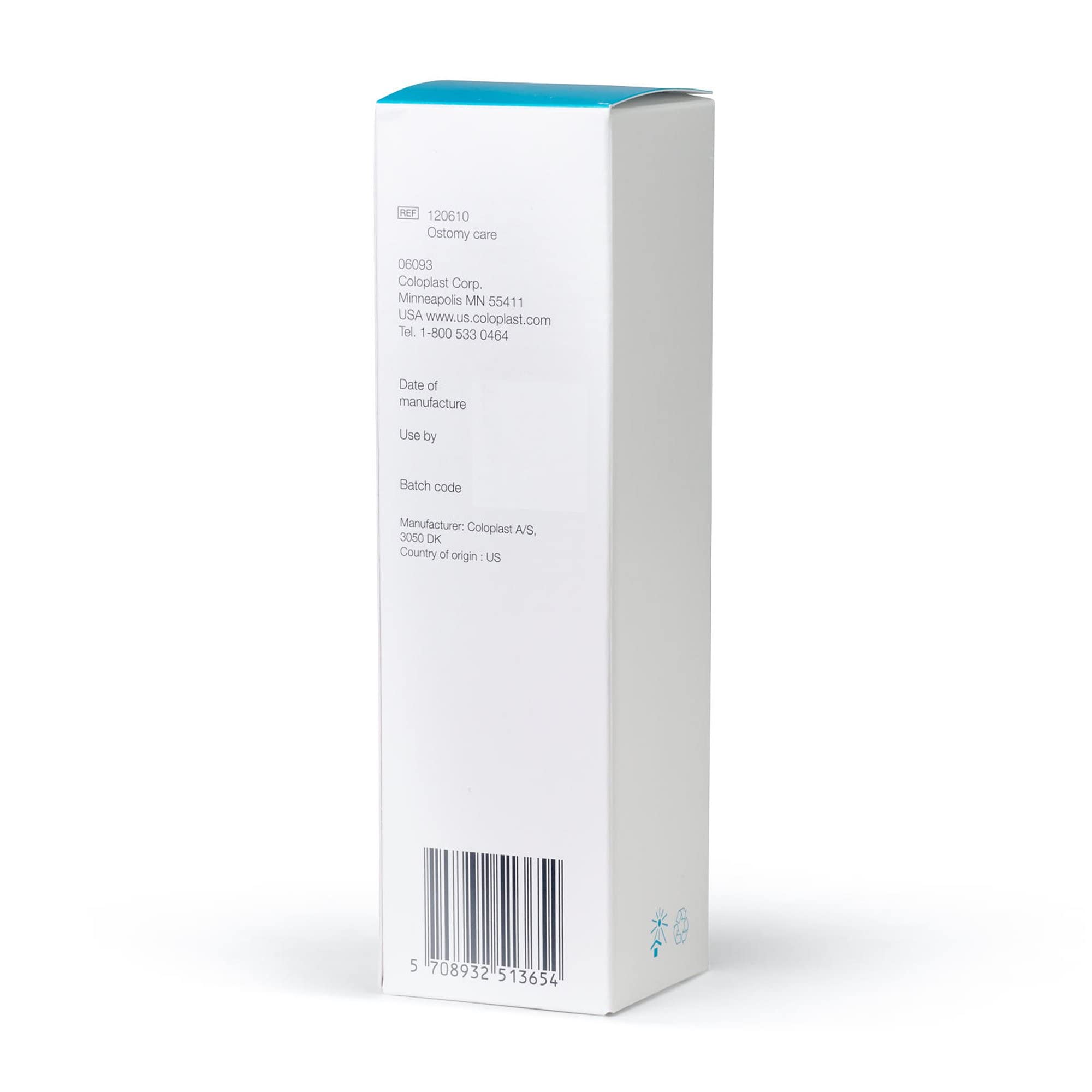 Coloplast Brava ostomy deodorant label with usage tips and ingredients