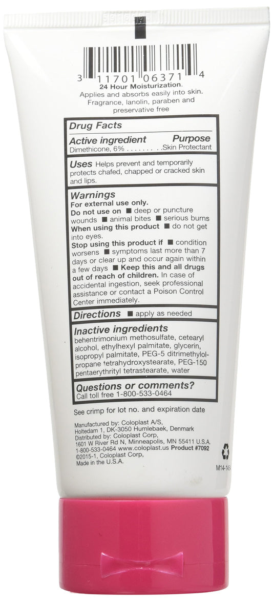 Close-up of Coloplast Sween24 Unscented Cream texture showing smooth, non-greasy feel.