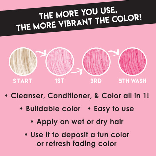 Hands applying Color Lux Blush to hair for subtle color deposit
