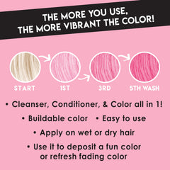 Hands applying Color Lux Blush to hair for subtle color deposit