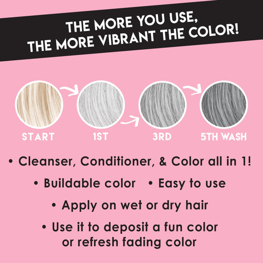 Color Lux color deposit in silver demonstrates pigment release on hair