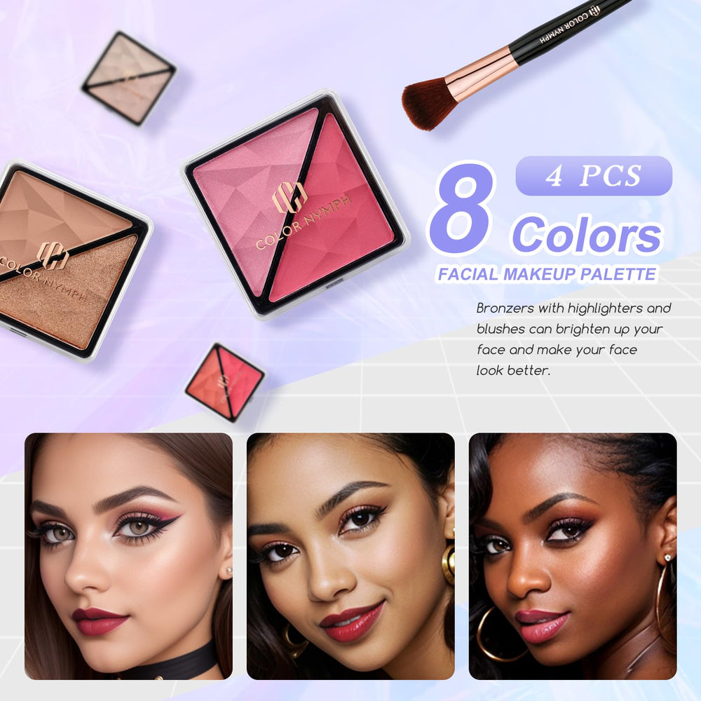 Color Nymph blush highlighter contour trio creates soft, blended features