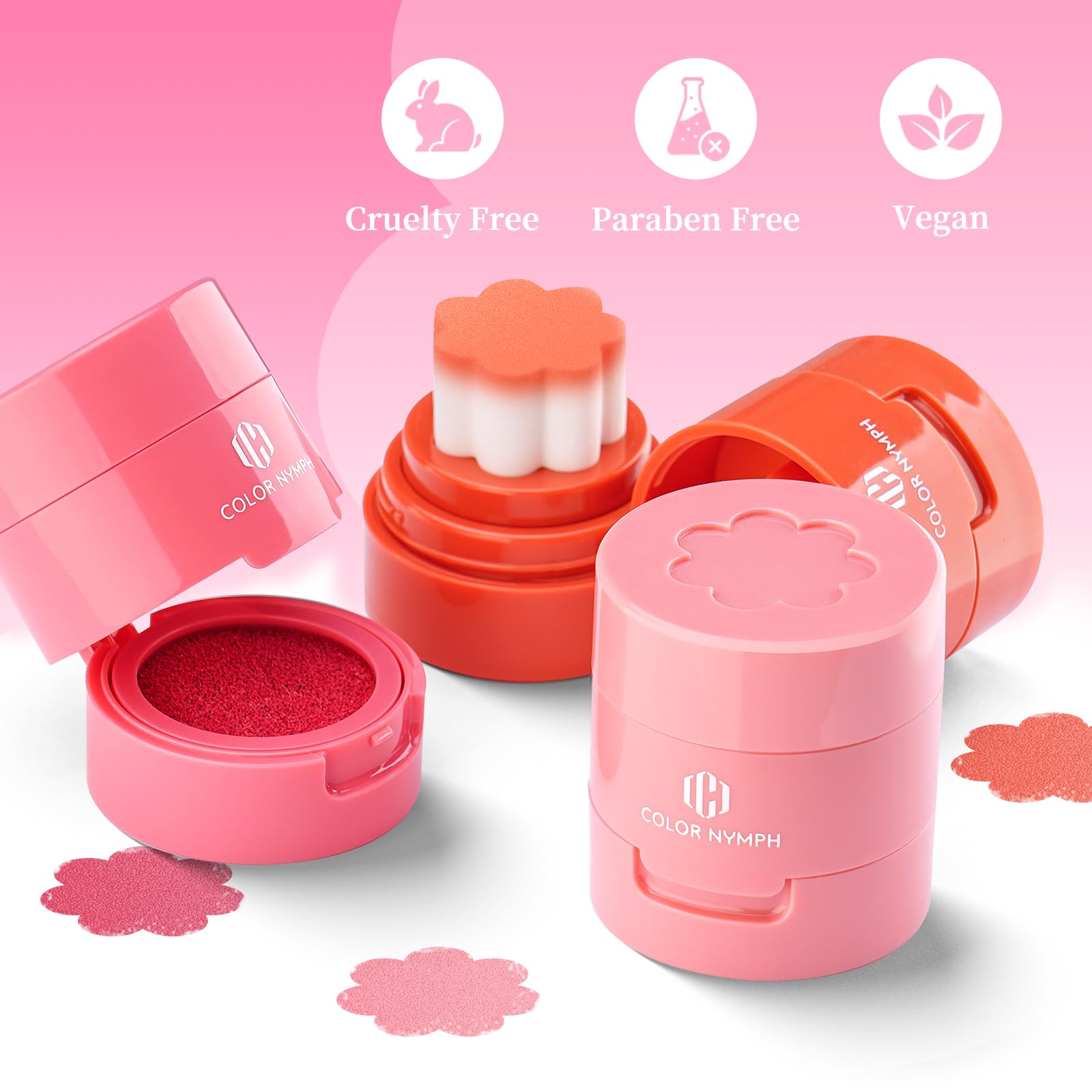 Color Nymph Liquid Blush Trio Peachy Pink swatches for soft color