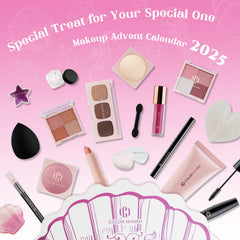 Color Nymph 24 Days makeup set palette visible beside festive packaging.