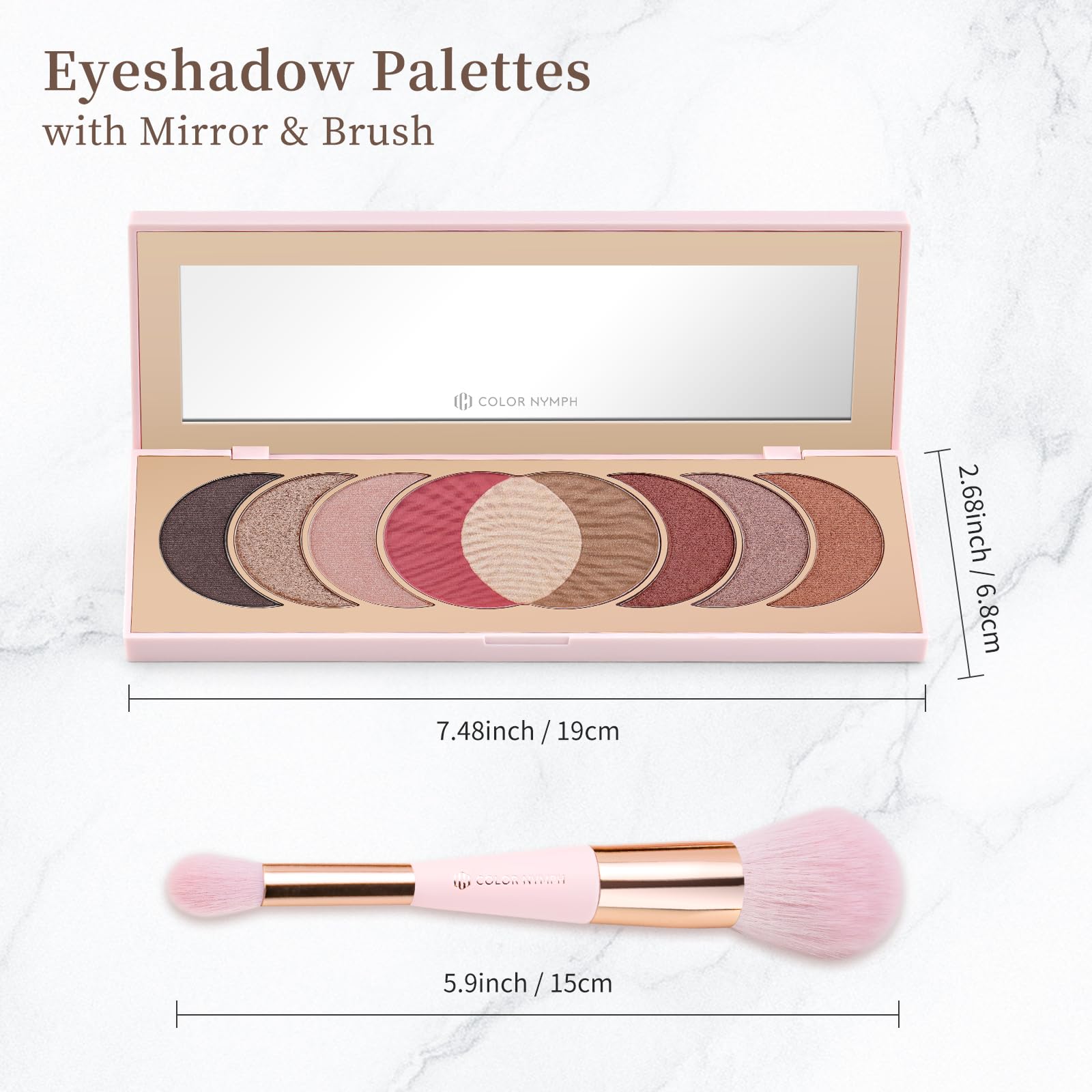 Color Nymph Naked Eyeshadow Palette showing built-in mirror for on-the-go makeup.