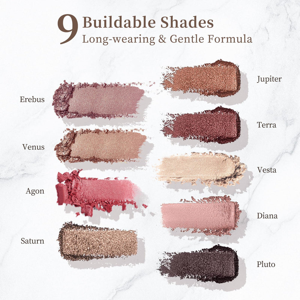 Color Nymph Naked Eyeshadow Palette includes double-ended brush for precise application.