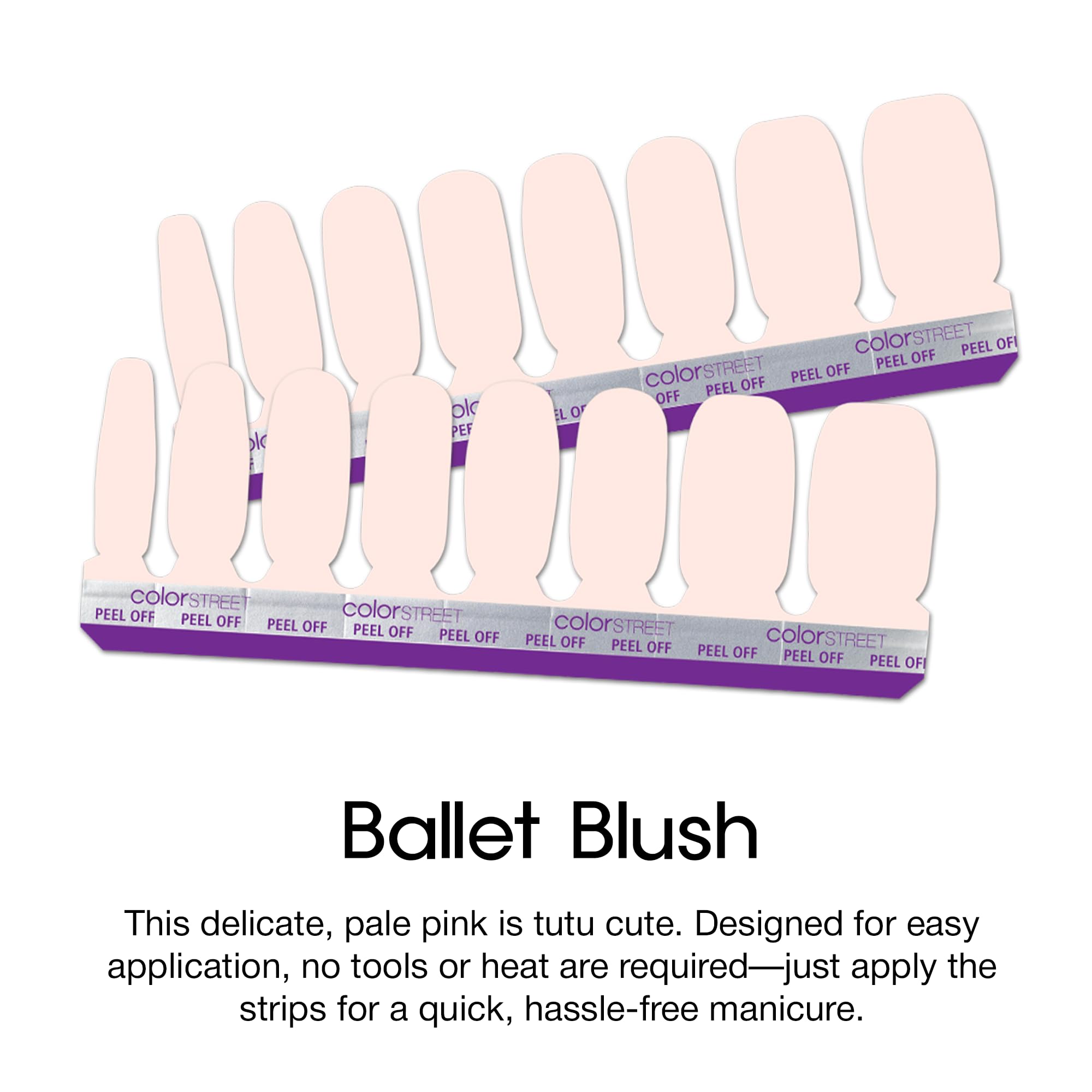 Color Street Ballet Blush pale pink creme finish on nails for subtle elegance