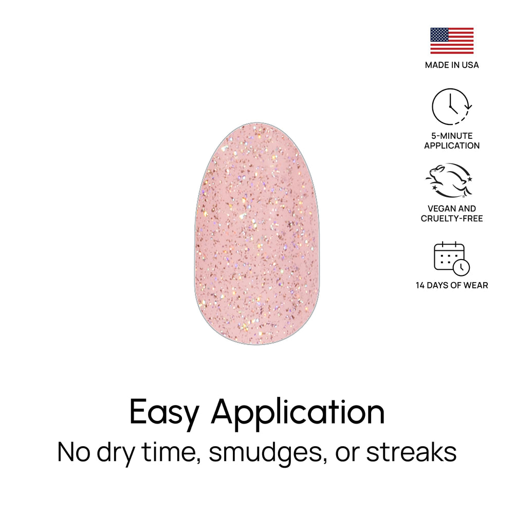 Color Street Blushing in Flushing finished manicure with pink glitter sparkle