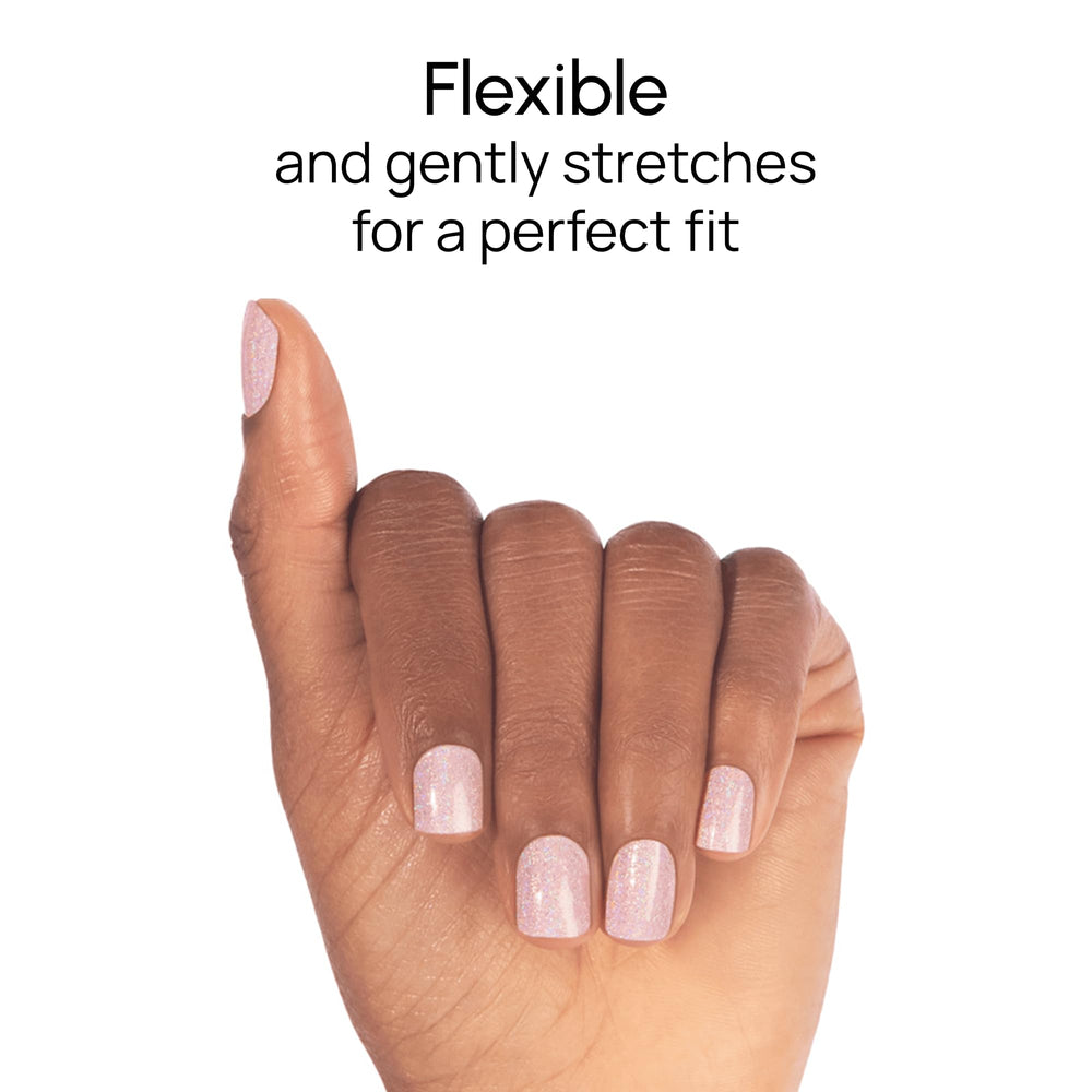Color Street Blushing in Flushing strips applied on nail for instant shine