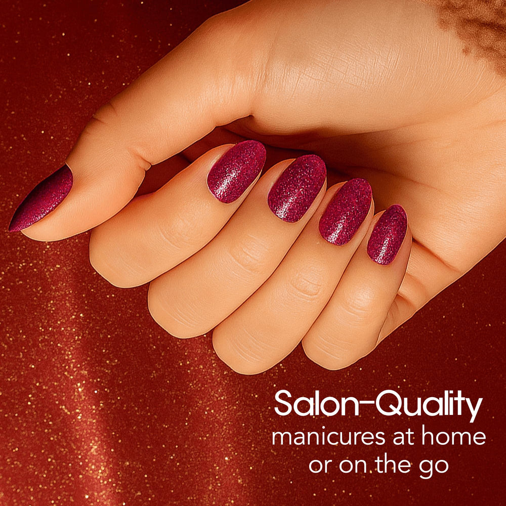 Close-up of Color Street Cherry on Top glitter finish for statement nails
