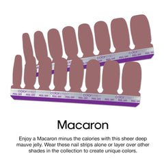 Color Street Macaron creme jelly finish nail strip close-up with glossy shine.