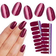 Color Street Rio Red burgundy glitter manicure on natural nails
