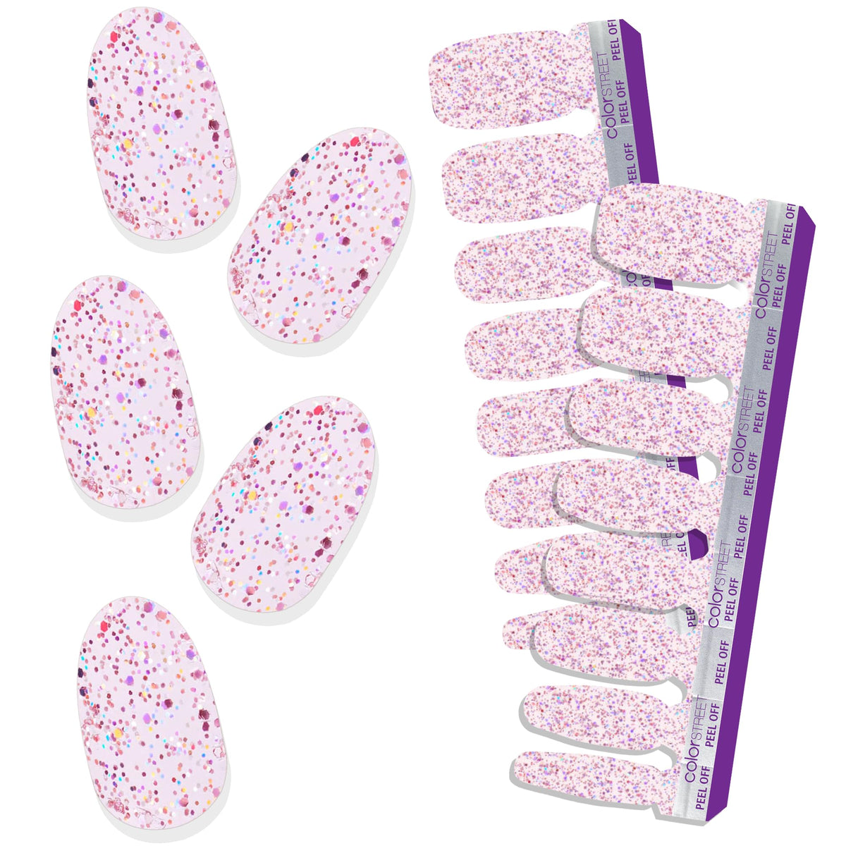 Color Street Shimmer Down rosy pink glitter nails for easy, eye-catching glam.