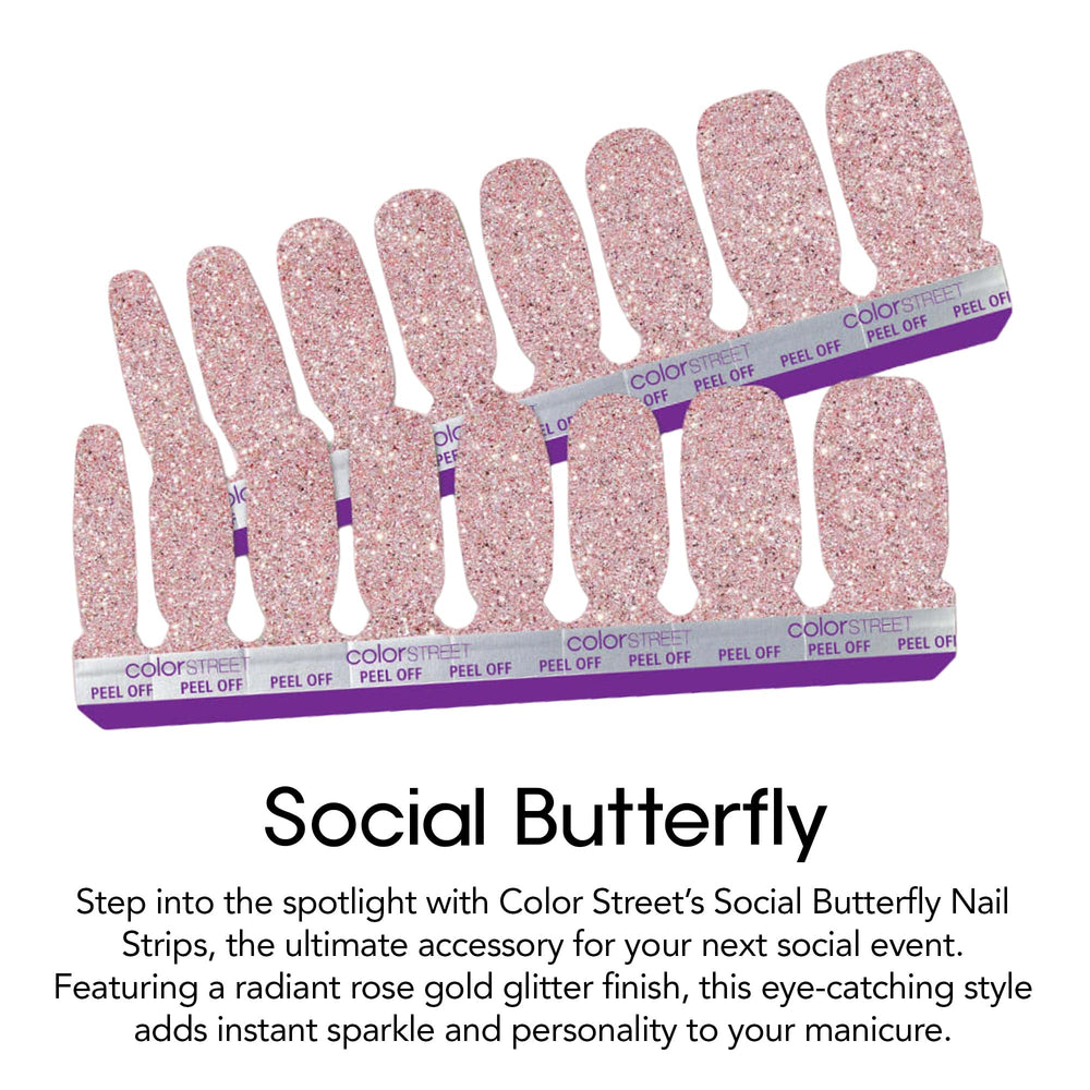 Color Street Social Butterfly on-nail display demonstrates quick, smudge-free manicure