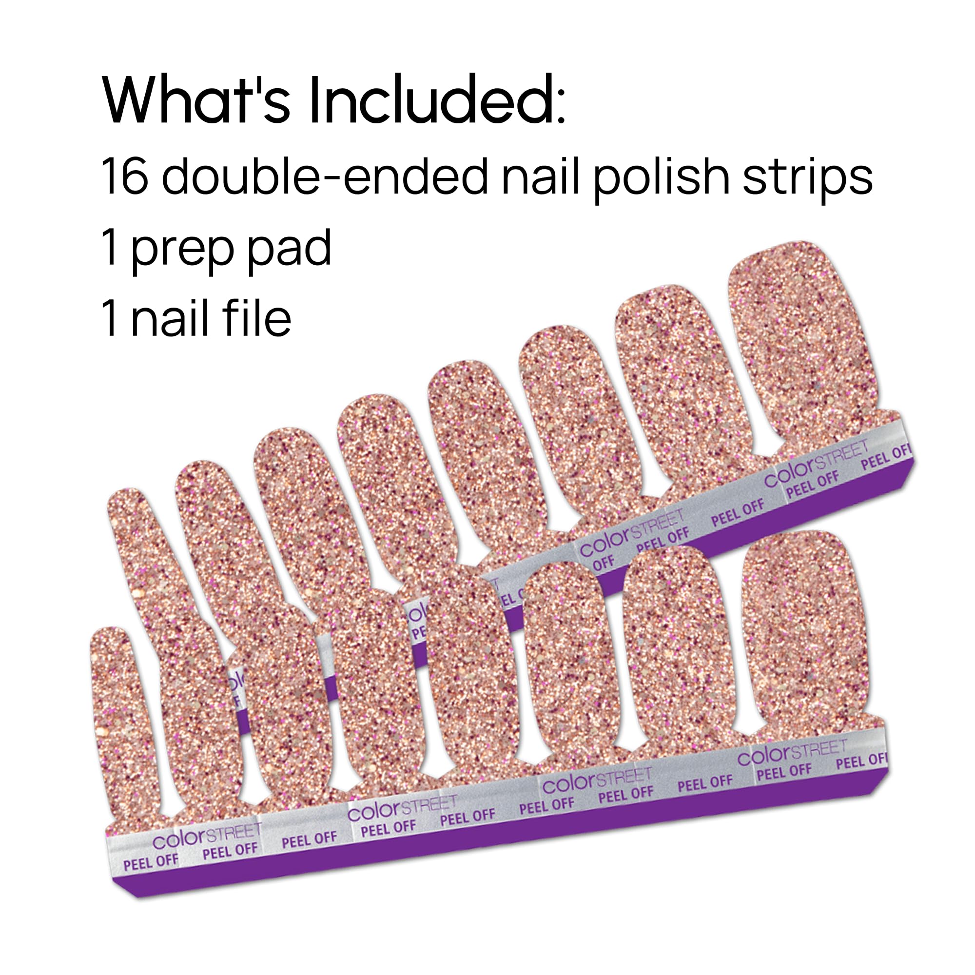 Color Street Tokyo Lights US-made nail strips on swatch emphasize quality.