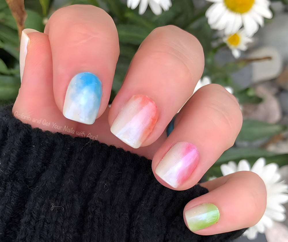 Color Street Under the Clouds shimmer finish close-up on a nail swatch.