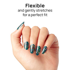 Color Street Yule Love It double ended strips being used for manicure