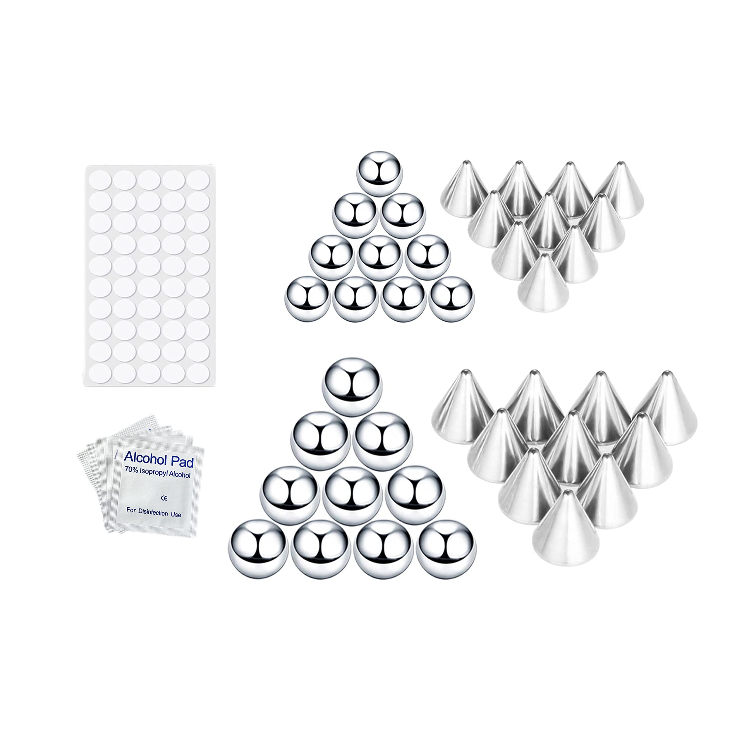 COLORFUL BLING fake piercing kit 4mm ball close-up, shiny surface for stylish look.